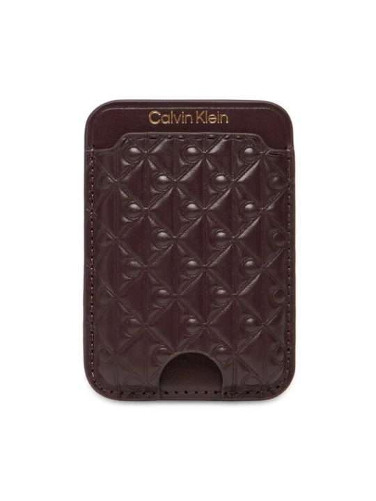 Zdjęcie produktu Etui na karty kredytowe Calvin Klein Aop Leather Magnetic Card Case LV04F1100G Bordowy