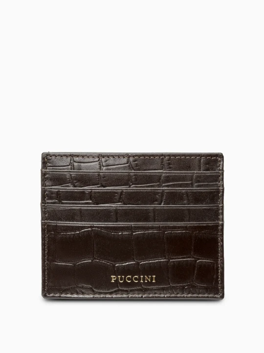 Zdjęcie produktu Etui na karty skórzane brązowe crocco Puccini