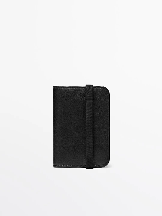 Zdjęcie produktu Etui Na Karty Ze Skóry Nappa Z Klapą - Czarny - - Massimo Dutti - Mężczyzna