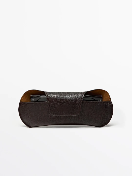 Zdjęcie produktu Etui Na Okulary Przeciwsłoneczne Ze Skóry Nappa - Brązowy - Massimo Dutti - Male