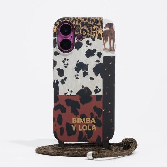 Zdjęcie produktu Etui twarde iPhone 16 patchwork pony BIMBA Y LOLA brązowy