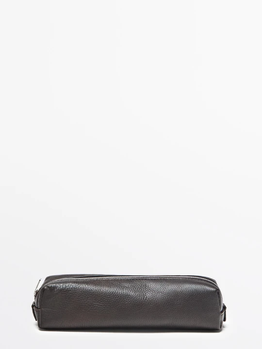 Zdjęcie produktu Etui Ze Skóry Nappa Na Suwak - Brązowy - Massimo Dutti - Male