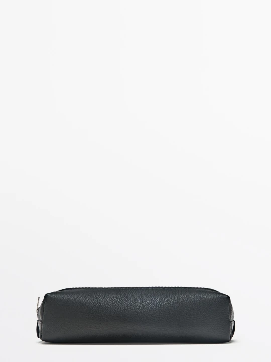 Zdjęcie produktu Etui Ze Skóry Nappa Z Suwakiem - Czarny - Massimo Dutti - Male