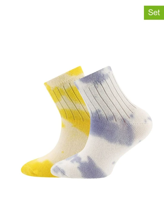 Zdjęcie produktu ewers Skarpety (2 pary) "Batik" w kolorze pomarańczowo-fioletowym rozmiar: 31-34