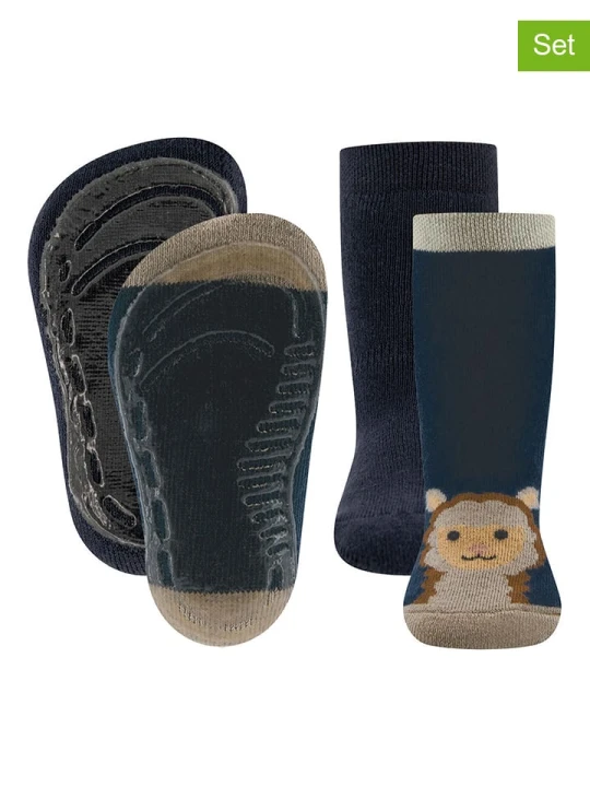 Zdjęcie produktu ewers Skarpety antypoślizgowe (2 pary) "SoftStep" w kolorze granatowym rozmiar: 23/24