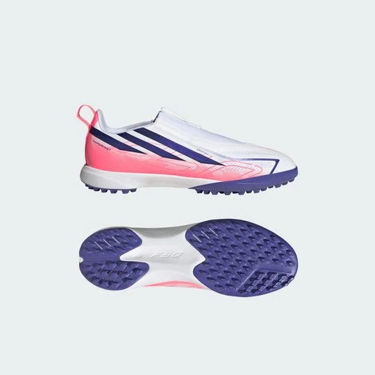 Zdjęcie produktu Dziecięce buty piłkarskie bez sznurowadeł na sztuczną nawierzchnię F50 Hyperfast League Adidas
