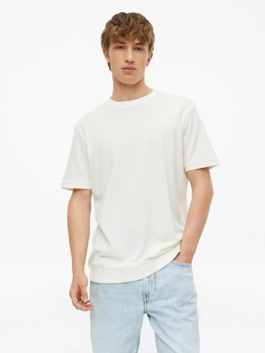 Zdjęcie produktu Fakturowany T-shirt ze ściągaczami s.Oliver kremowy