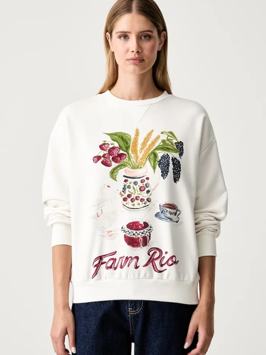 Zdjęcie produktu Farm Rio bluza damska z bawełną beżowy