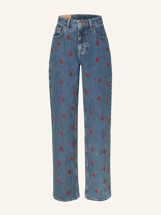 Zdjęcie produktu Farm Rio Jeansy Straight Flower Embroidered blau L0034 DENIM