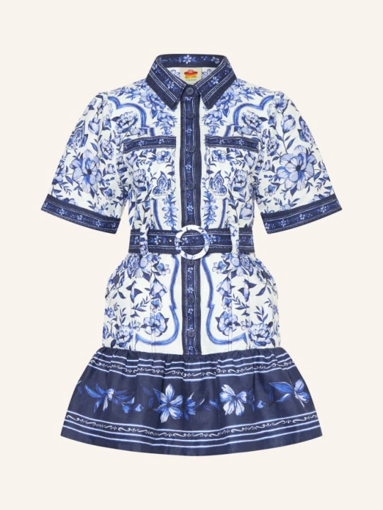 Zdjęcie produktu Farm Rio Sukienka Koszulowa Porcelain Garden Z Lnu gelb biały