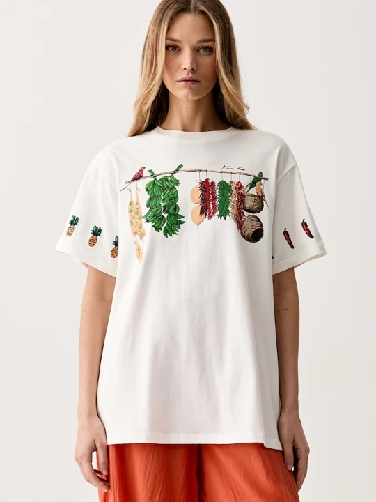 Zdjęcie produktu Farm Rio T-shirt damski bawełniany beżowy