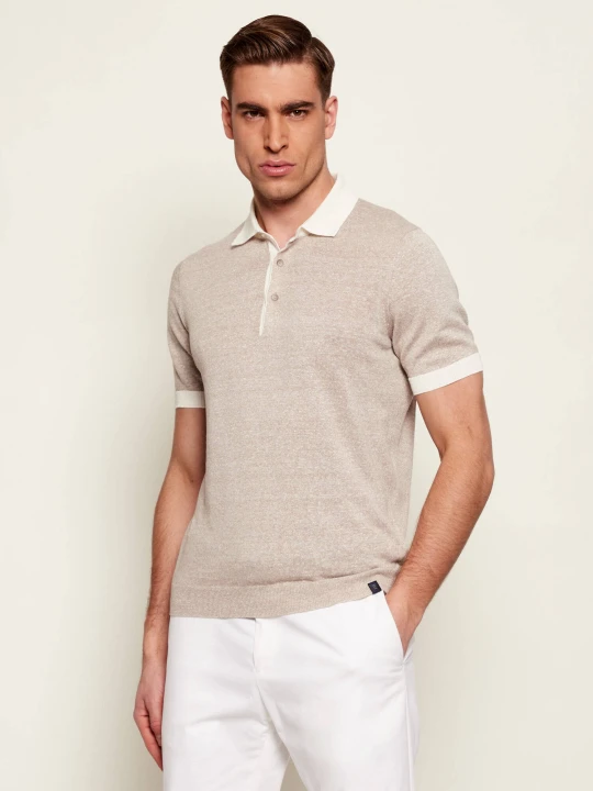 Zdjęcie produktu Fay Lniane polo | Regular Fit beżowy