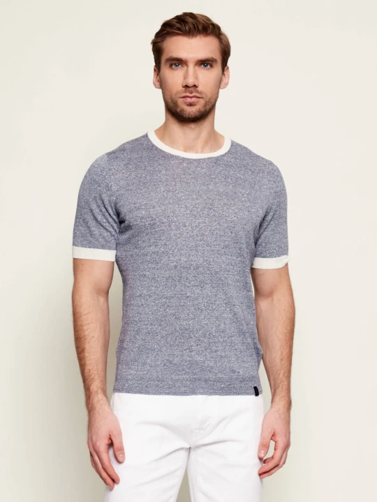 Zdjęcie produktu Fay Lniany t-shirt | Slim Fit granatowy