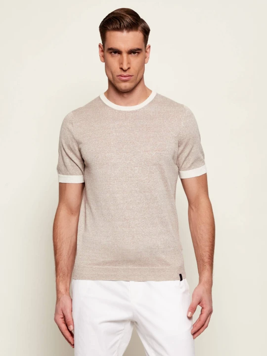 Zdjęcie produktu Fay Lniany t-shirt | Slim Fit beżowy