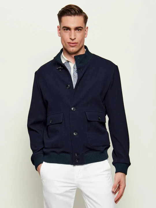 Zdjęcie produktu Fay Wełniana kurtka bomber | Regular Fit granatowy