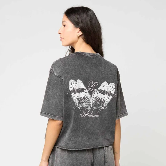 Zdjęcie produktu Cropped destroyed Tee Felicious szary
