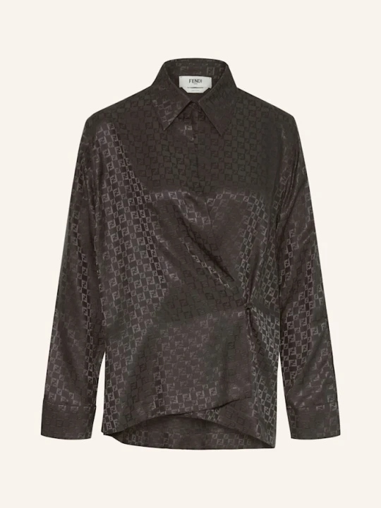 Zdjęcie produktu Fendi Bluzka Camicia Chess Z Jedwabiu braun CIEMNOBRĄZOWY