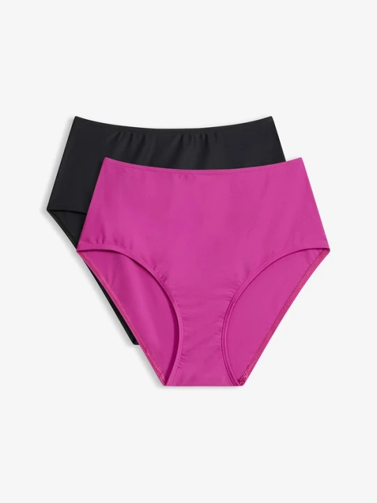 Zdjęcie produktu Figi bikini high waist (2 pary) BonPrix fioletowy