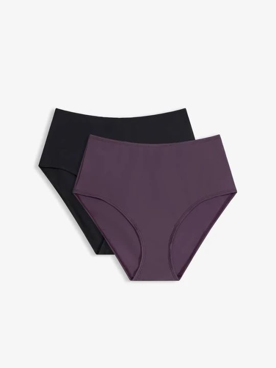 Zdjęcie produktu Figi bikini high waist (2 pary) BonPrix fioletowy