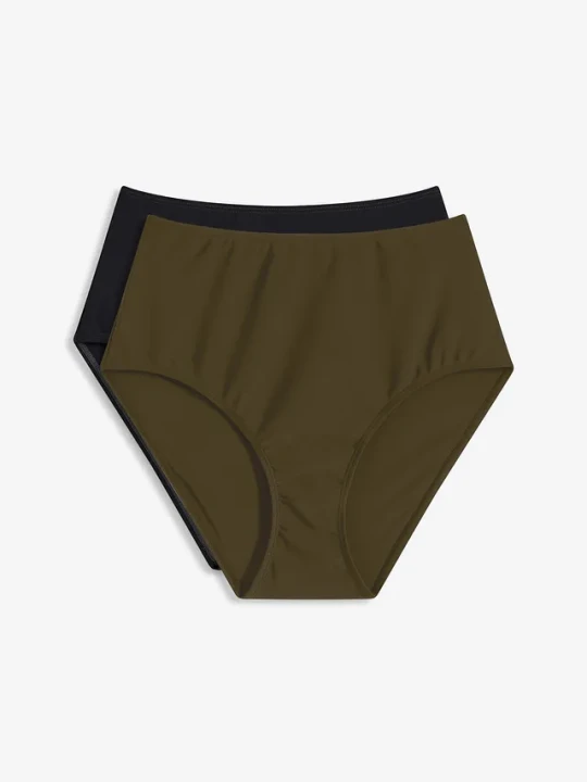 Zdjęcie produktu Figi bikini high waist (2 pary) BonPrix zielony