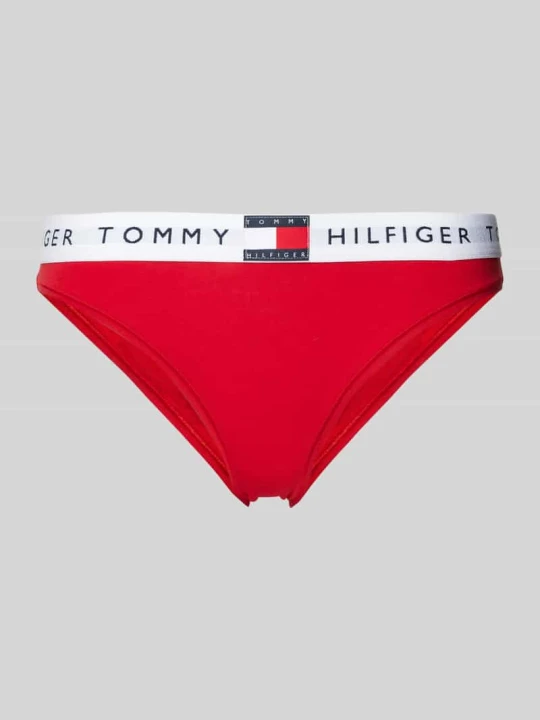 Zdjęcie produktu Figi bikini z elastycznym pasem z logo model ‘TH Heritage’ Tommy Hilfiger Czerwony