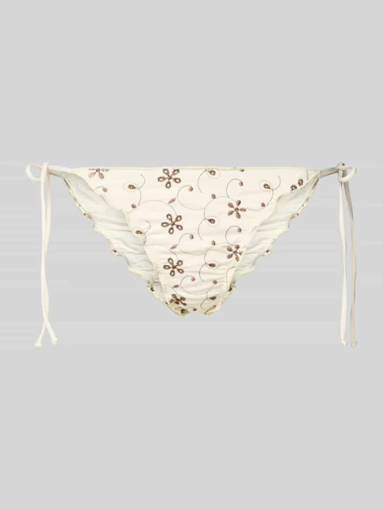 Zdjęcie produktu Figi bikini z kwiatowym haftem na całej powierzchni model 'MIAMI' MC2 Saint Barth Beżowy