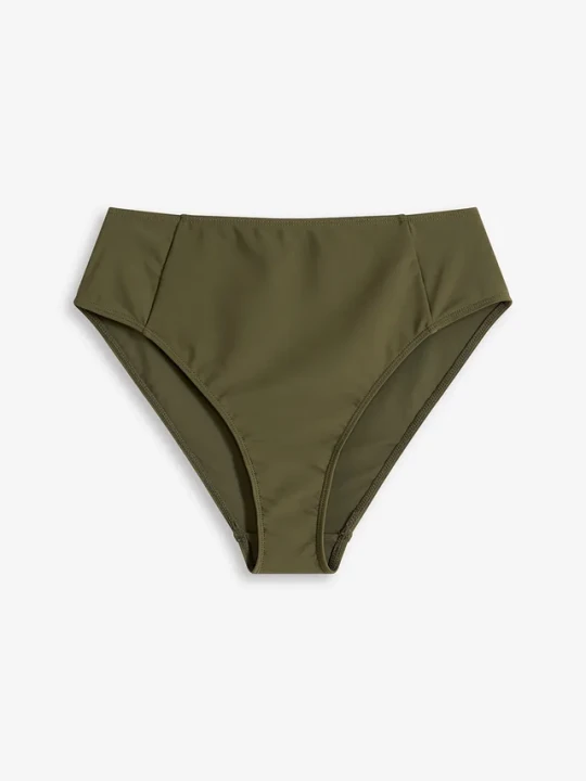 Zdjęcie produktu Figi bikini z wysoką talią i wysokim wycięciem nogawek BonPrix zielony