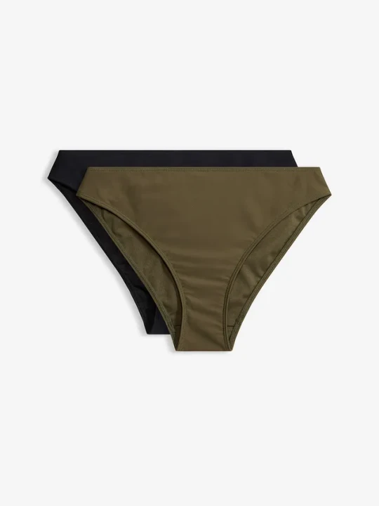 Zdjęcie produktu Figi bikini z wysoko wyciętymi nogawkami (zestaw 2 szt.) BonPrix czarny