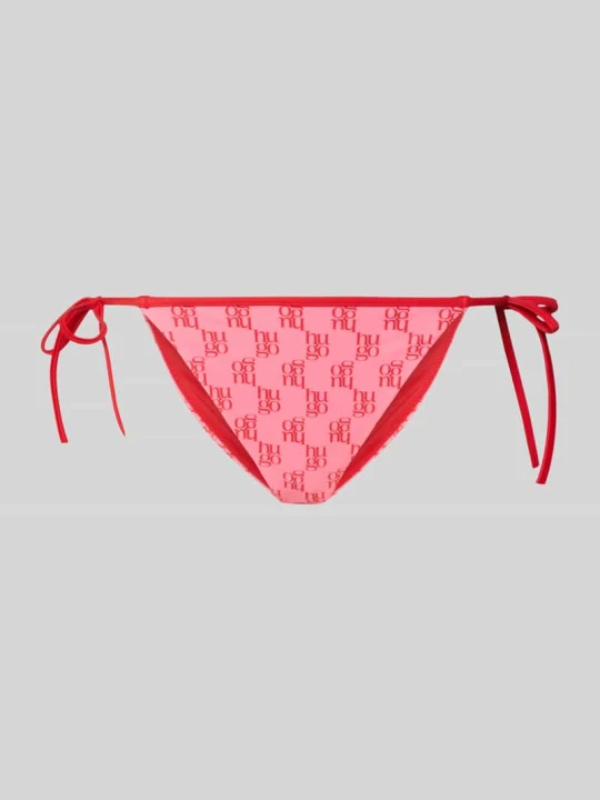 Zdjęcie produktu Figi bikini z wzorem z logo na całej powierzchni model 'MONOGRAM SIDE TIE' Hugo Mocnoróżowy