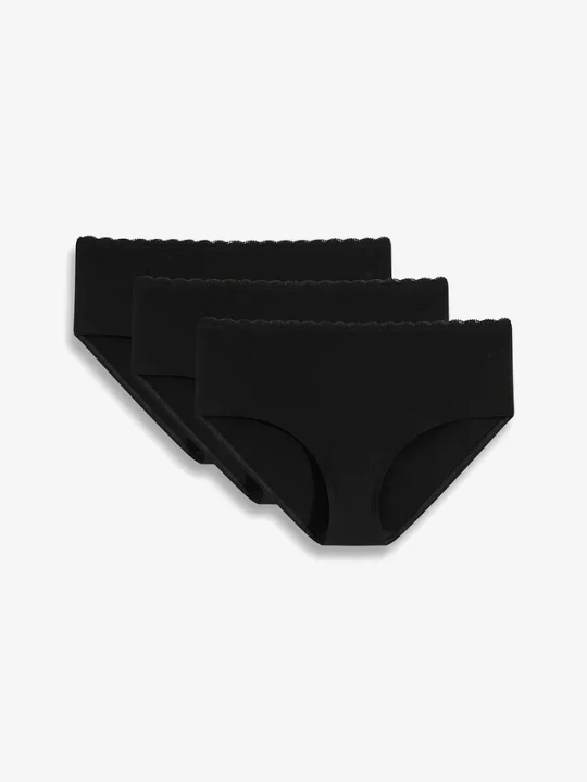 Zdjęcie produktu Figi ciążowe panty z bawełną organiczną i koronką (3 szt.) BonPrix czarny