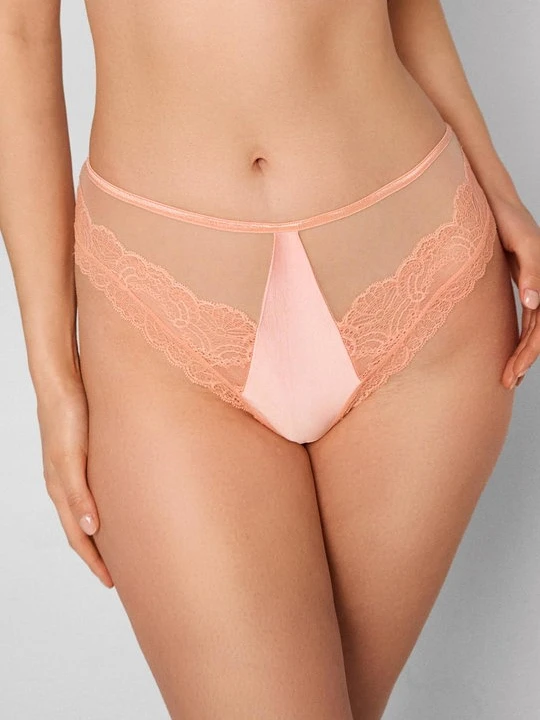 Zdjęcie produktu Figi damskie koronkowo satynowe w melonowym kolorze Melon Poupee Marilyn