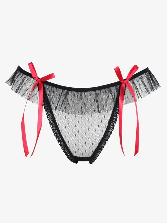 Zdjęcie produktu Figi damskie transparentne z haftowanym sercem na pośladkach Red Heart Poupee Marilyn
