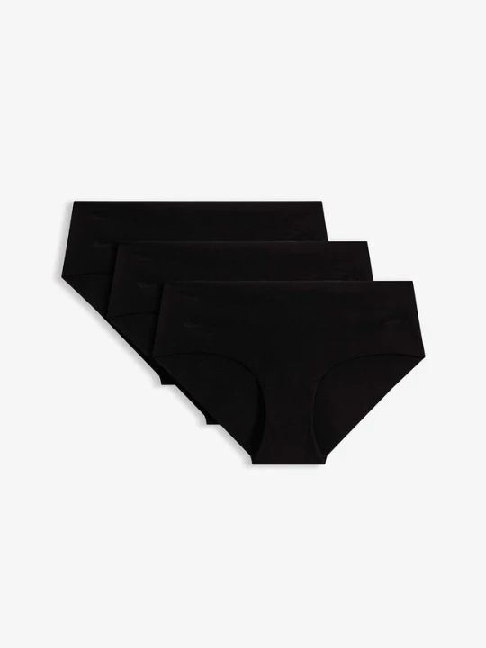 Zdjęcie produktu Figi hipster, nieodznaczające się, z miękką bawełną (3 szt.) BonPrix czarny