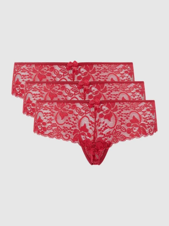 Zdjęcie produktu Figi hipster z koronki w zestawie 3 szt. Lascana Czerwony