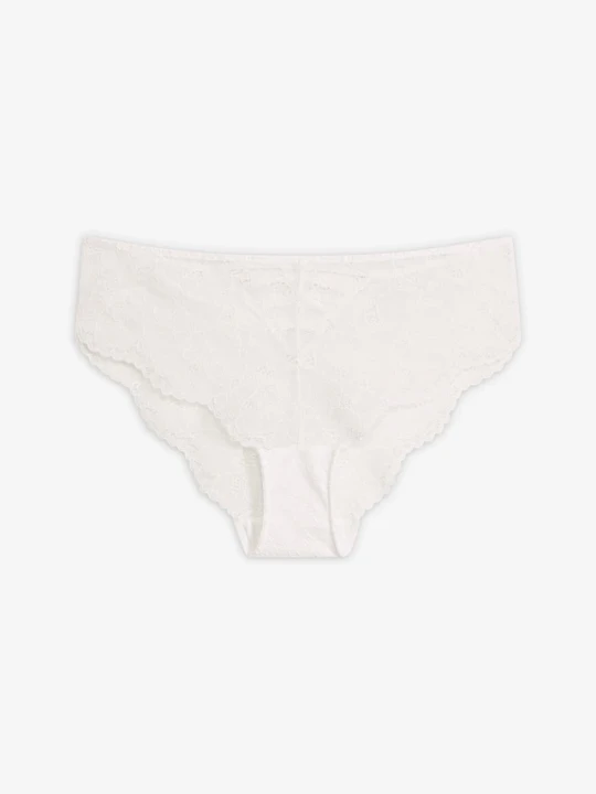 Zdjęcie produktu Figi hipster z wysokogatunkowej koronki BonPrix biały