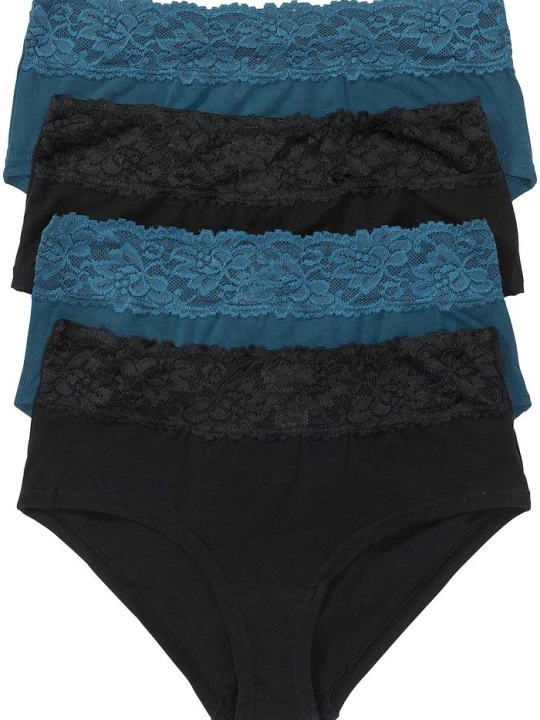 Zdjęcie produktu Figi maxi z miekkiej bawełny (4 pary) BonPrix czarny