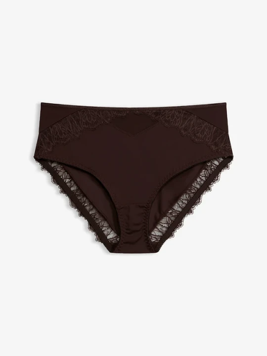 Zdjęcie produktu Figi maxi z delikatną koronką BonPrix brązowy