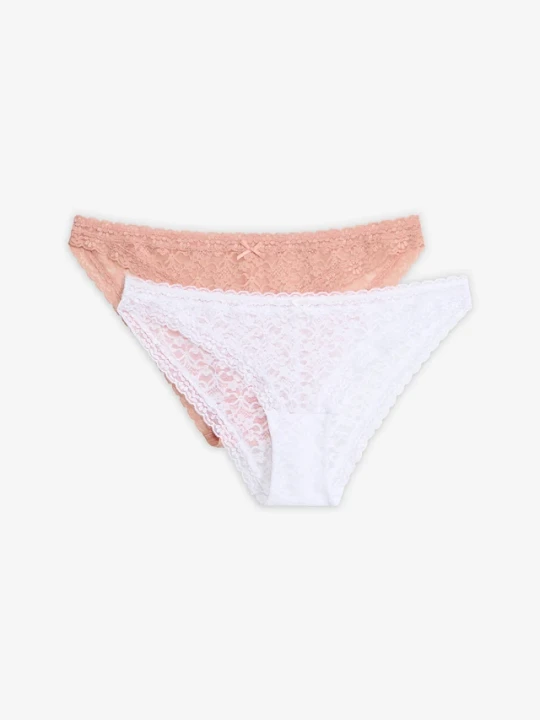 Zdjęcie produktu Figi mini z miękkiej koronki (2 pary) BonPrix różowy