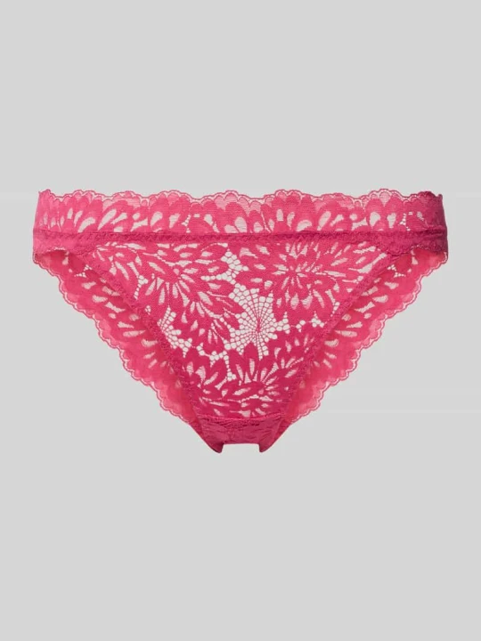 Zdjęcie produktu Figi o kroju slim fit z kwiatowym obszyciem z koronki na całej powierzchni model 'Lime' NEO NOIR Mocnoróżowy