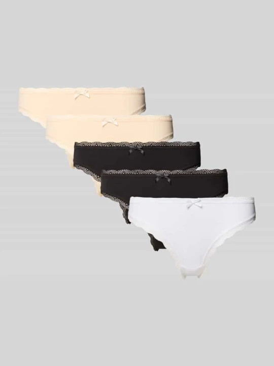 Zdjęcie produktu Figi o kroju slim fit z mieszanki bawełny w 5‑pakiecie Dorina Beżowy