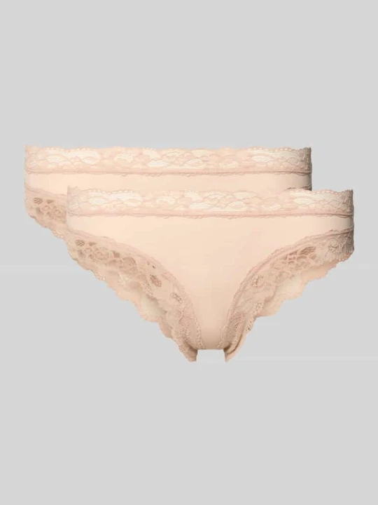 Zdjęcie produktu Figi o kroju slim fit z obszyciem koronką model 'Rio' SKINY Beżowy