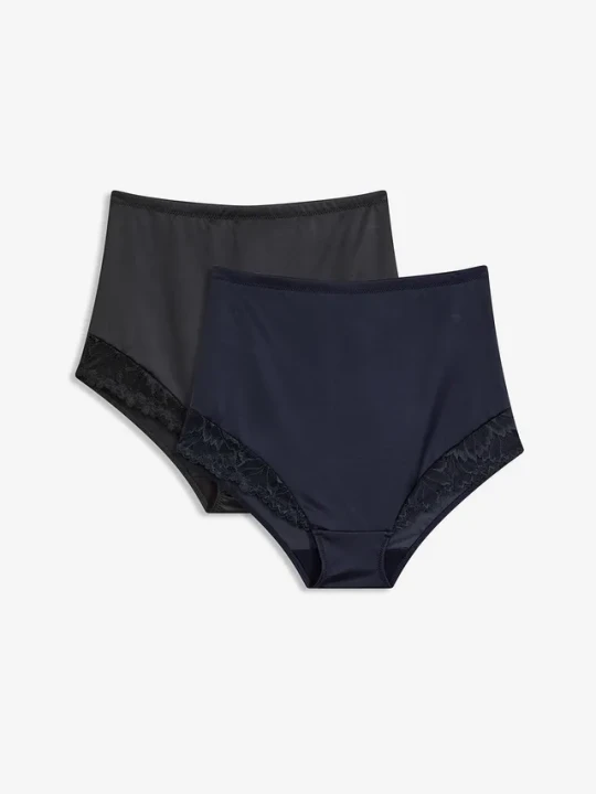 Zdjęcie produktu Figi o średnim stopniu modelowania, z efektem połysku (2 pary) BonPrix czarny
