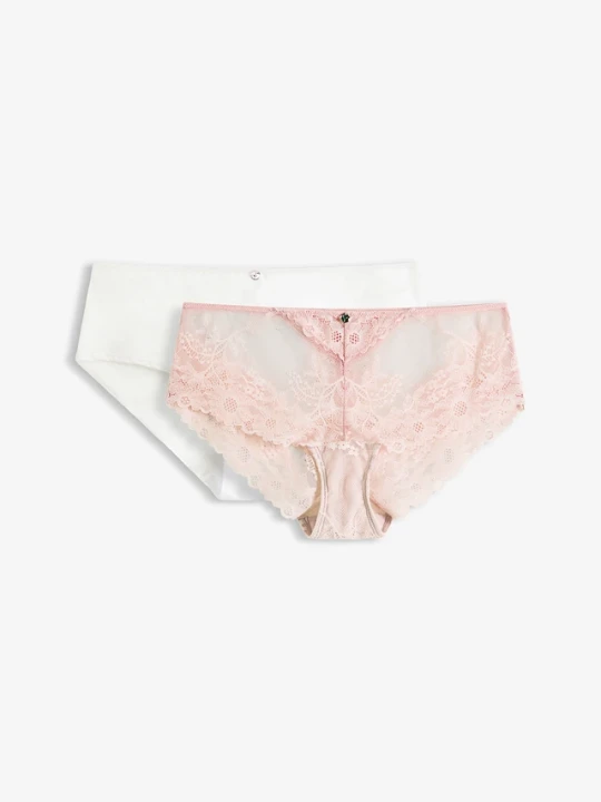 Zdjęcie produktu Figi panty z bezszwowym tyłem (2 pary) BonPrix różowy