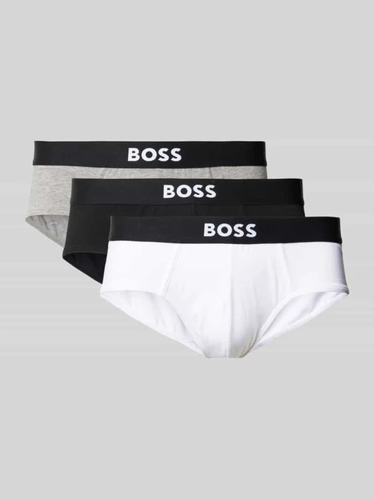 Zdjęcie produktu Figi z elastycznym paskiem z logo w zestawie 3 szt. model ‘ONE’ Boss Średnioszary melanż