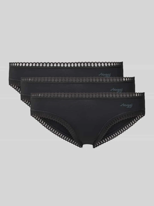 Zdjęcie produktu Figi z koronką szydełkową w zestawie 3 szt. model ‘GO Crush’ Sloggi Czarny