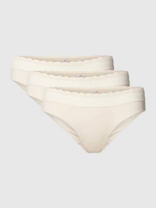Zdjęcie produktu Figi z obszyciem koronką model 'Feel of Modal' w zestaw 3 szt. Triumph Biały