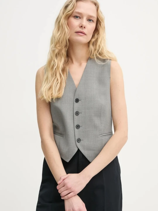 Zdjęcie produktu Filippa K kamizelka z domieszką wełny szary