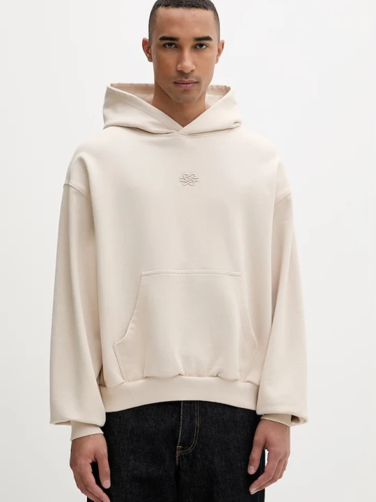 Zdjęcie produktu Filling Pieces bluza z kapturem męska bawełniana Boxy Embroidered beżowy
