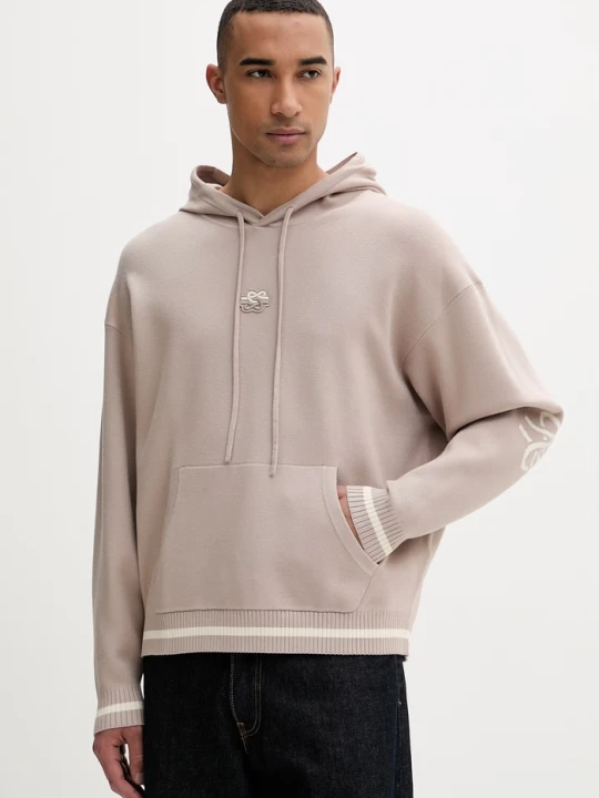 Zdjęcie produktu Filling Pieces bluza z kapturem męska z wiskozą Knit Hoodie beżowy
