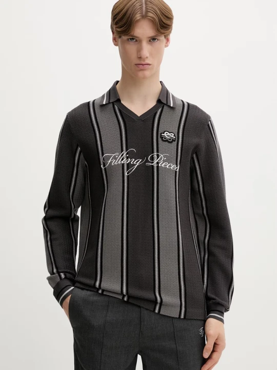 Zdjęcie produktu Filling Pieces sweter męski z wiskozą Knit Football Jersey szary